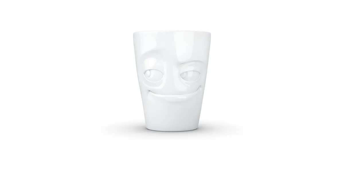 Henkelbecher 350ml - Verschmitzt weiß Tasse
