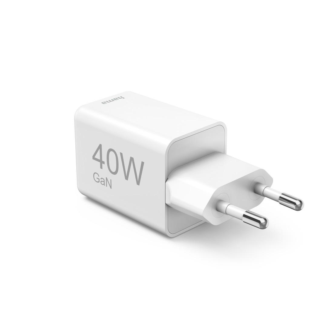 Schnellladegerät, GaN, 2x USB-C, Super-Mini-Ladegerät, PD, 40 W, Weiß (00201989)