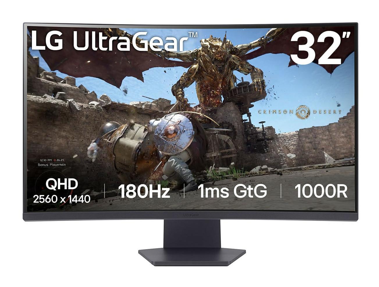 UltraGear 32GS60QX-B.AEUQ, Schwarz, 31,5 Zoll, Curved, WQHD, 180 Hz, 1 ms