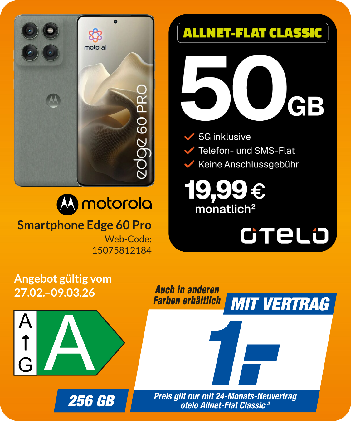 Motorola Edge 60 Pro mit Allnet Flat Classic für 1€!