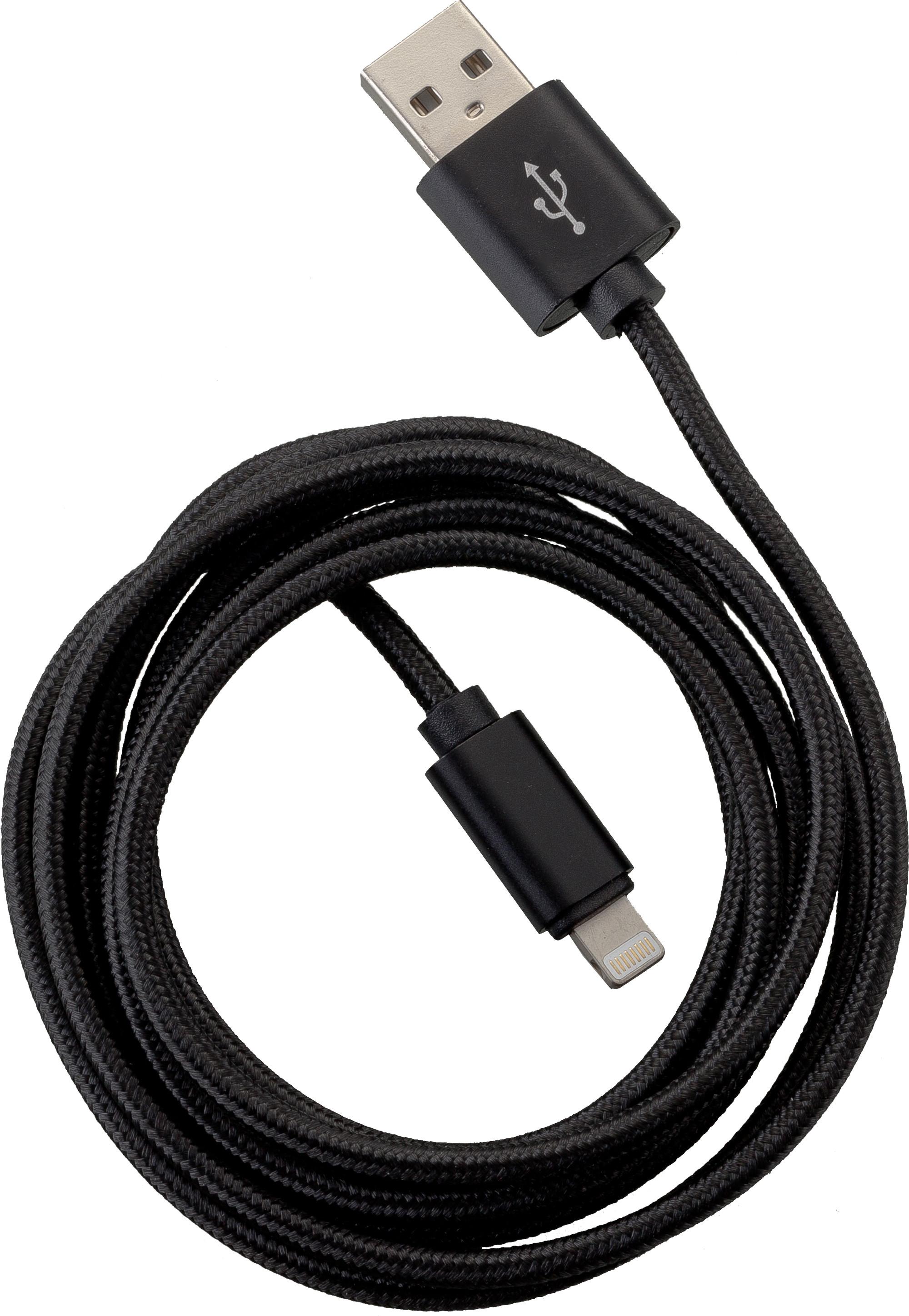 FASHION 3 m USB Data Cable Black Typ-A/Lightning mit Sync- und Ladefunktion (18410)
