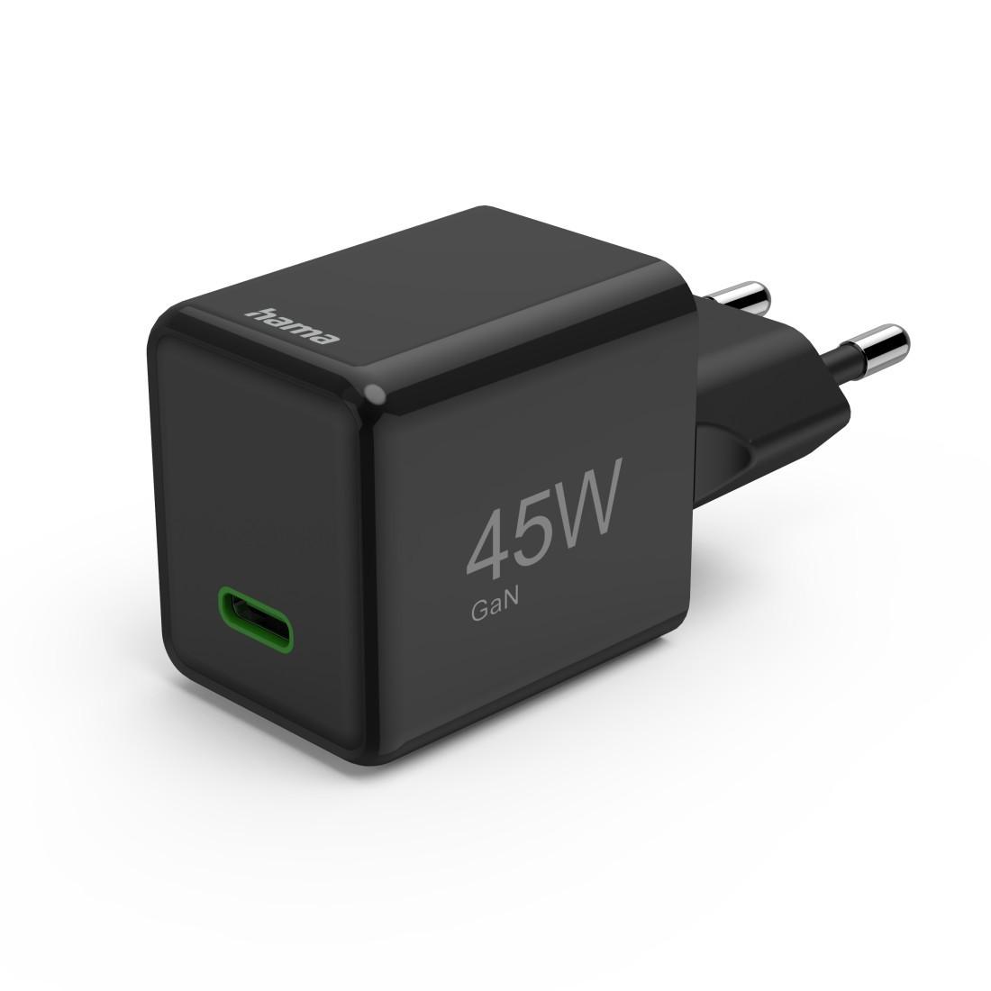 Schnellladegerät, GaN, USB-C, Super-Mini-Charger, PD, 45 W, Schwarz (00201987)