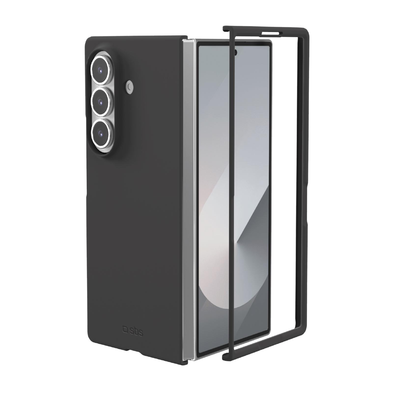 Silikon-Cover mit Innenseite aus Mikrofaser für Samsung Z Fold 7, Schwarz