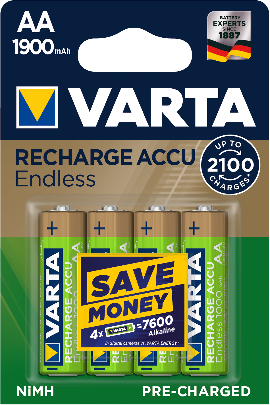 RECHARGE ACCU Endless AA 1900mAh, 4er Blister Akku