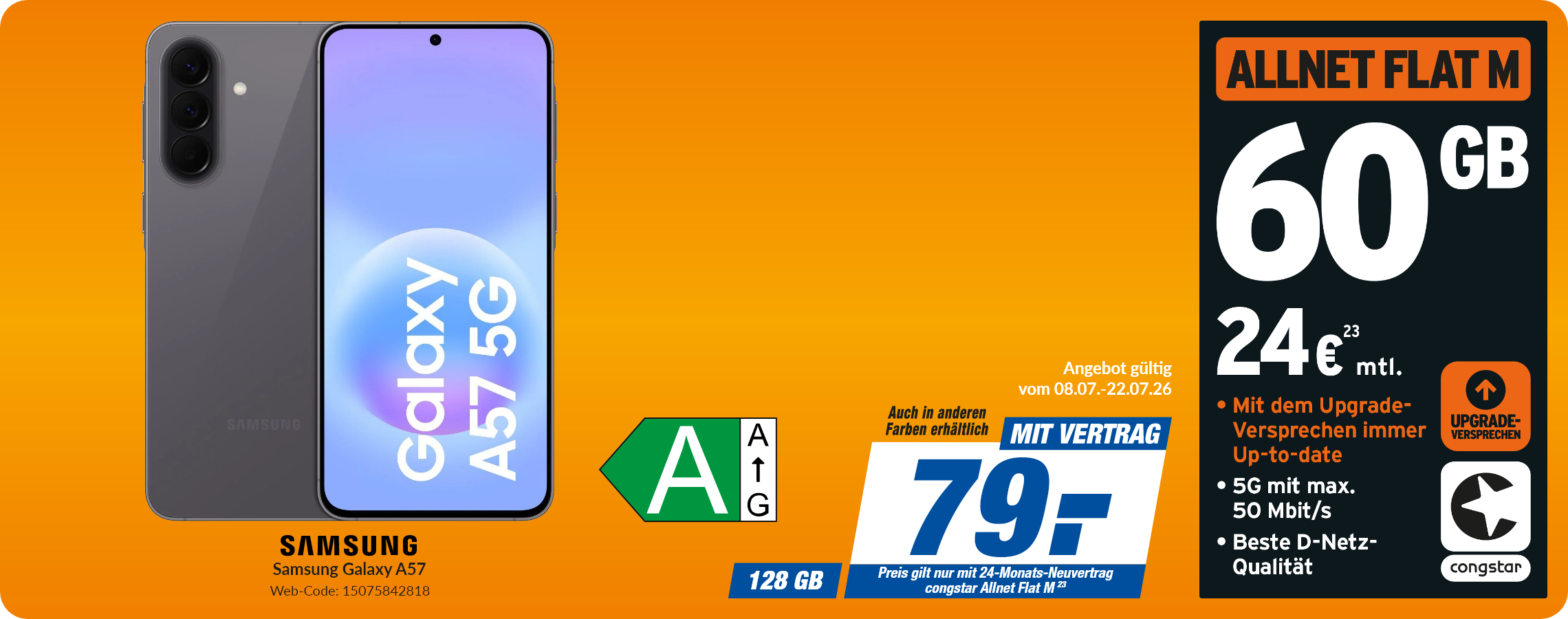 Samsung A57 mit Allnet Flat M für 79€!