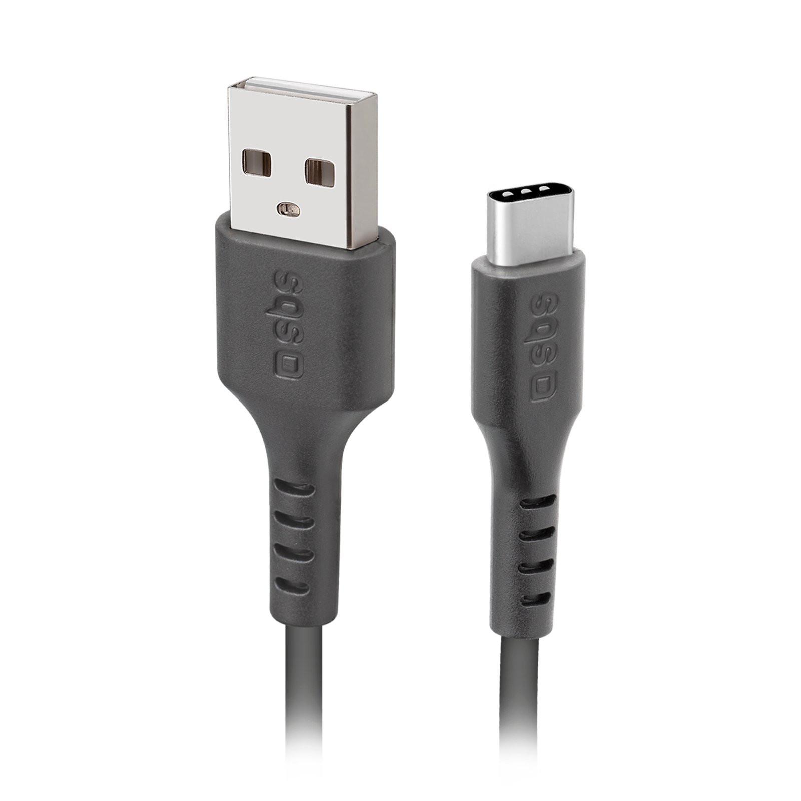 Daten- und Ladekabel, USB-A auf USB-C, 2 m, Schwarz