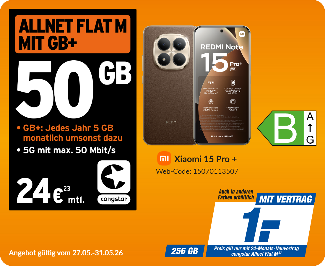 Redmi Note 15 Pro+ mit Allnet Flat M für 1€!