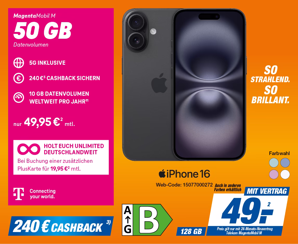 iPhone 16 mit Telekom MagentaMobil M