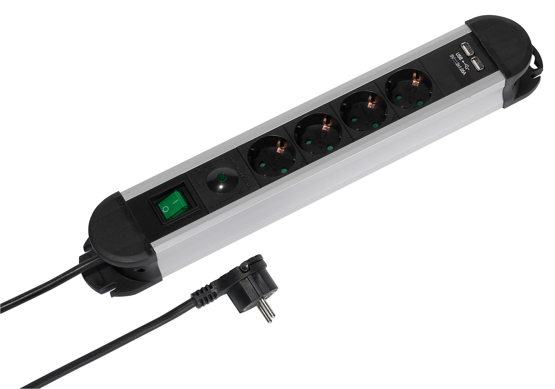 4-fach Steckdosenleiste mit USB Charger + Überspannungsschutz, schaltbar (37658)