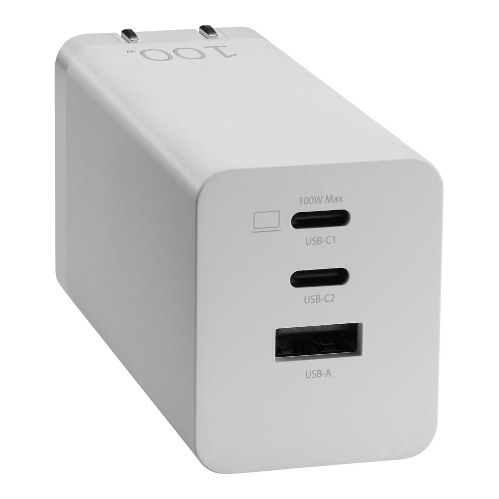 AC100-02 100W Ladegerät, EU+UK, USB-C+USB-A, Weiß