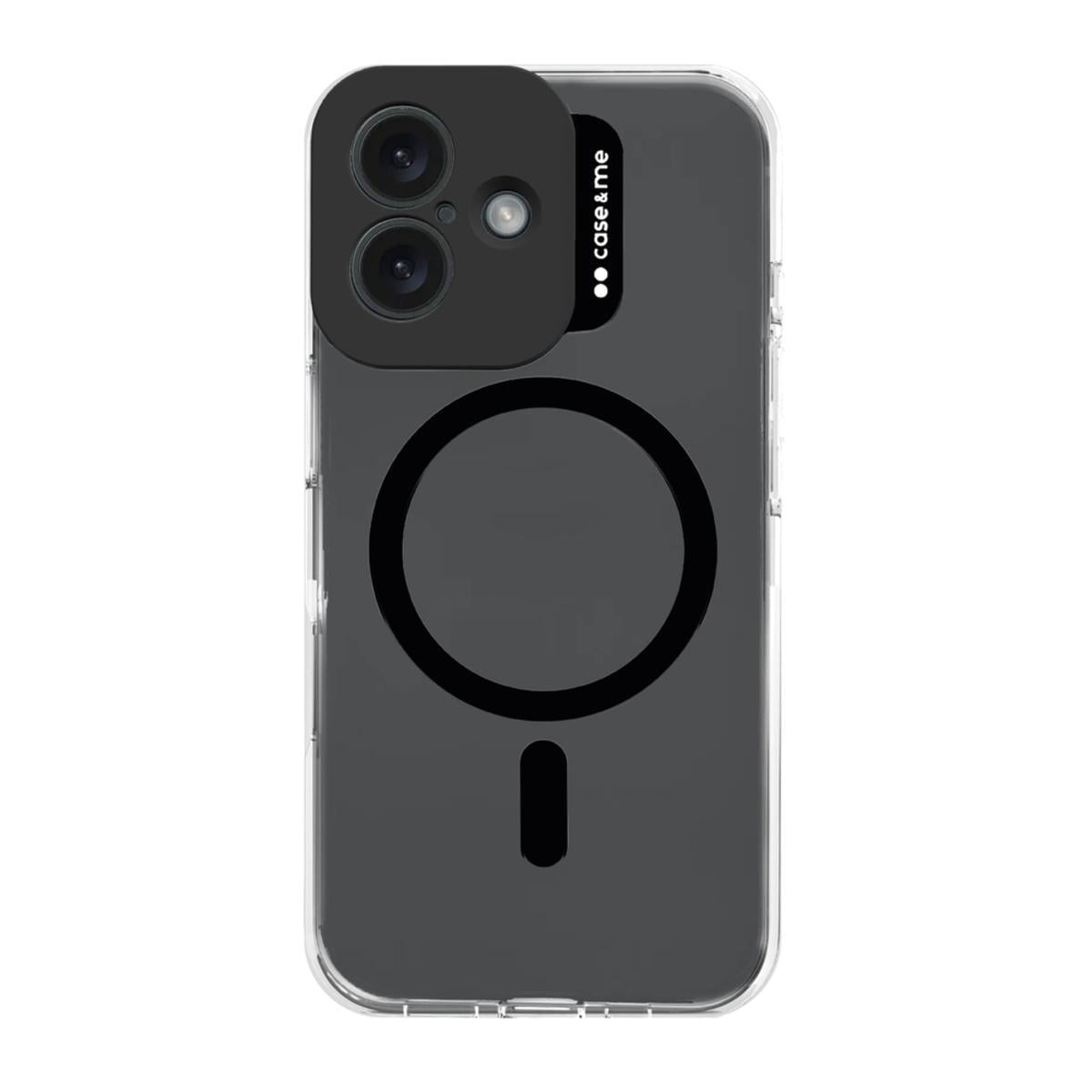 Transparente Hülle, kompatibel mit MagSafe-Aufladung für iPhone 16 Plus, Schwarz
