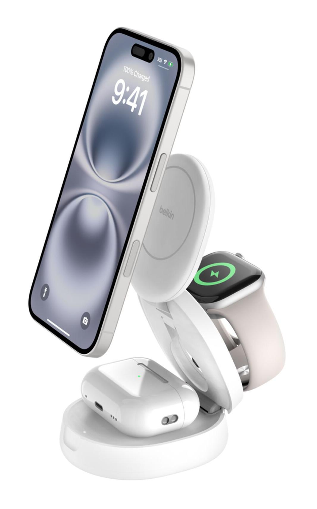 BoostCharge Kompakte magnetische 3-in-1-Ladestation, weiß