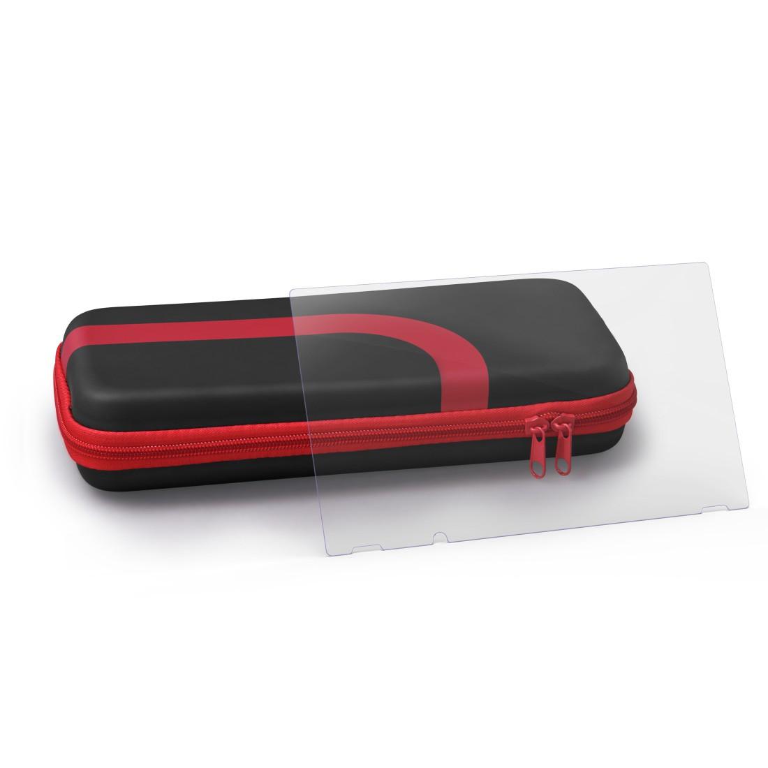 8-in-1 Set (Tasche, Schutzglas, Controler Aufsätze) für Nintendo Switch, Schwarz/Rot (00115517)