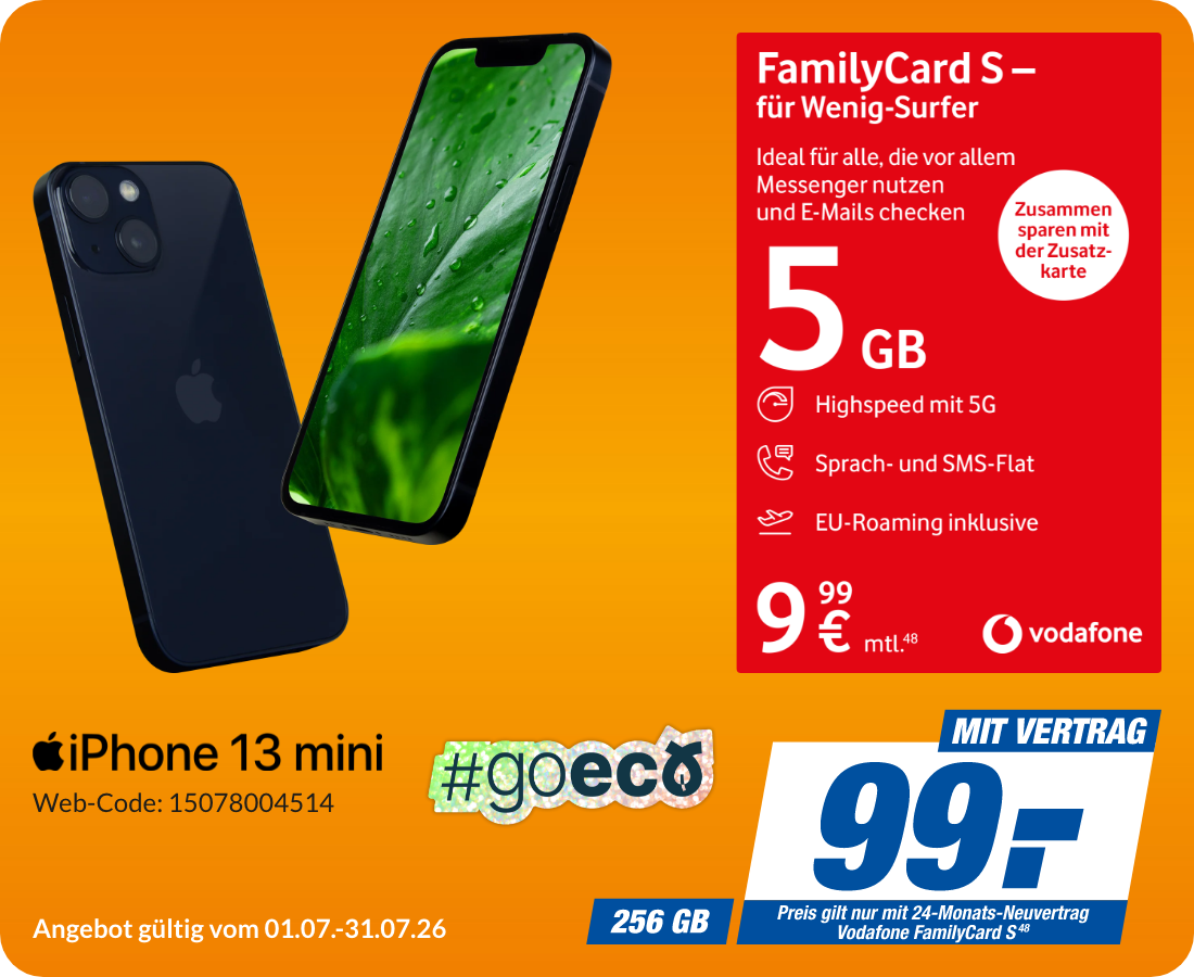 iPhone 13 Mini mit FamilyCard S für 99€!