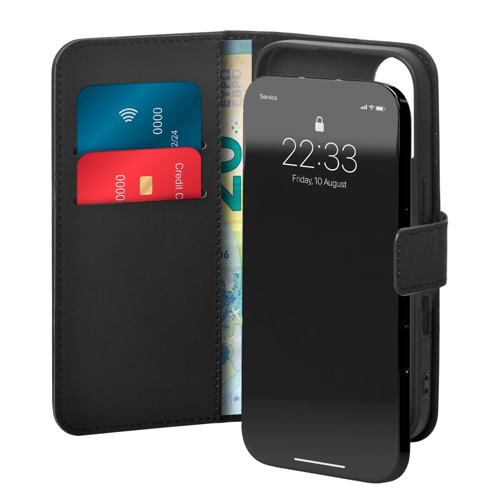 Case Wallet Stand for iPhone 16, Schwarz