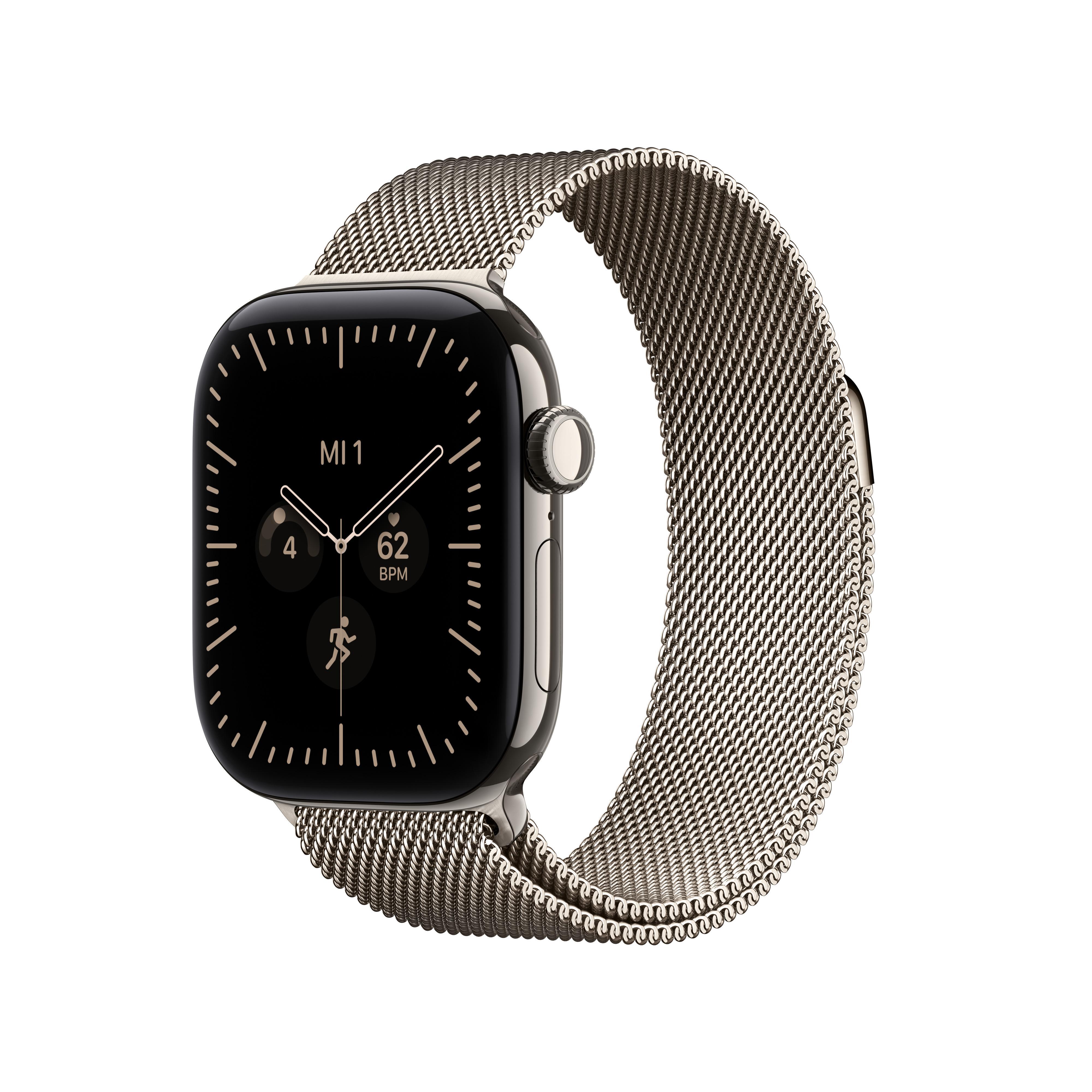 Watch Series 12, GPS + Cellular, 42mm, Natur Titangehäuse mit Natur Milanese Armband Smartwatch