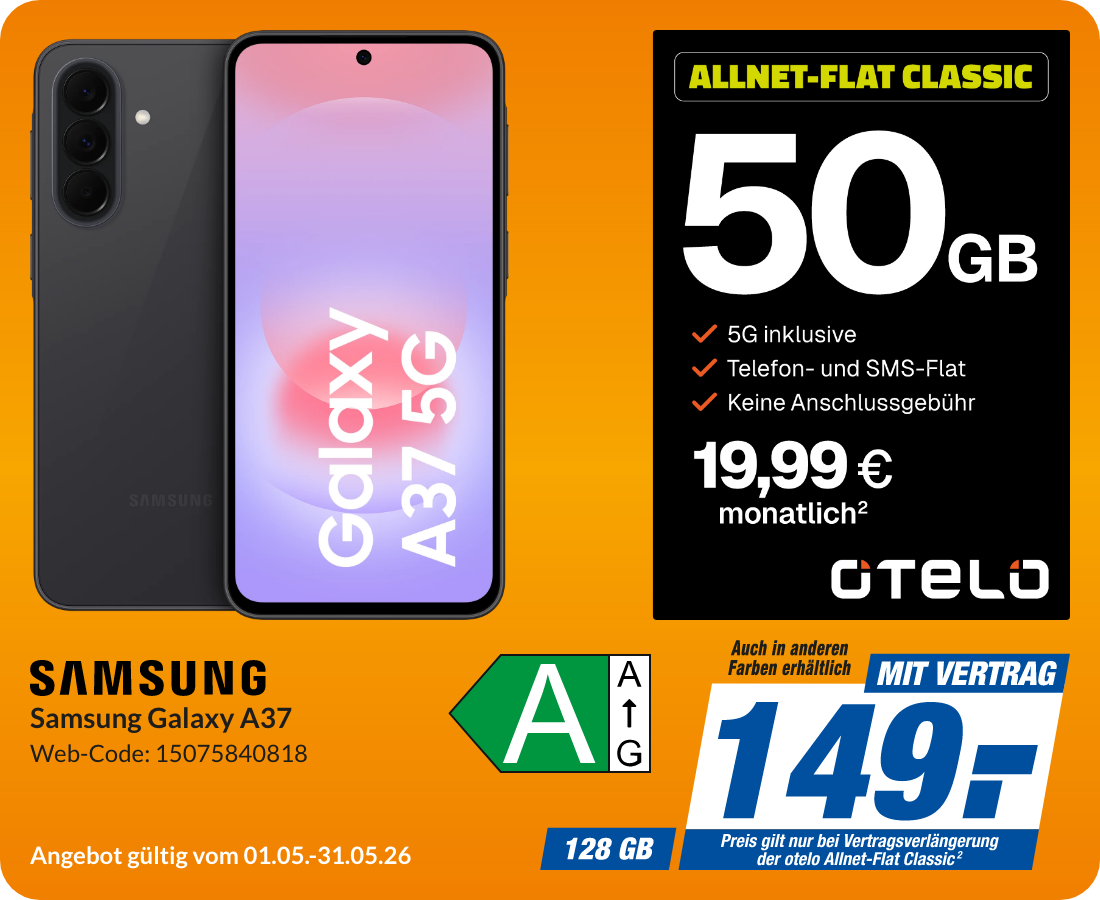 Galaxy A37 mit Allnet Flat Classic für 149€!
