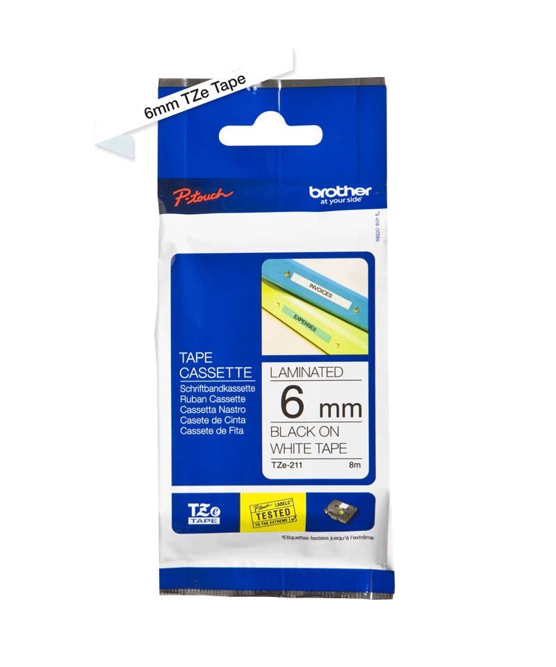 TZe-211 Schriftbandkassette, 6 mm, Weiß
