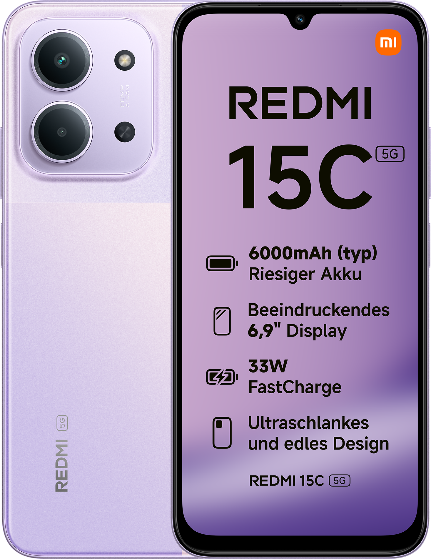 Redmi 15C 5G 4GB+128GB Dusk Purple Smartphone