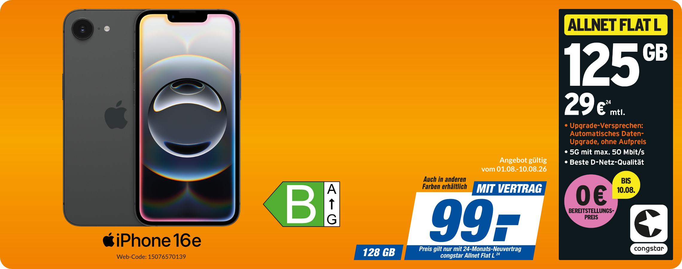 iPhone 16e mit Allnet Flat L für 99€!