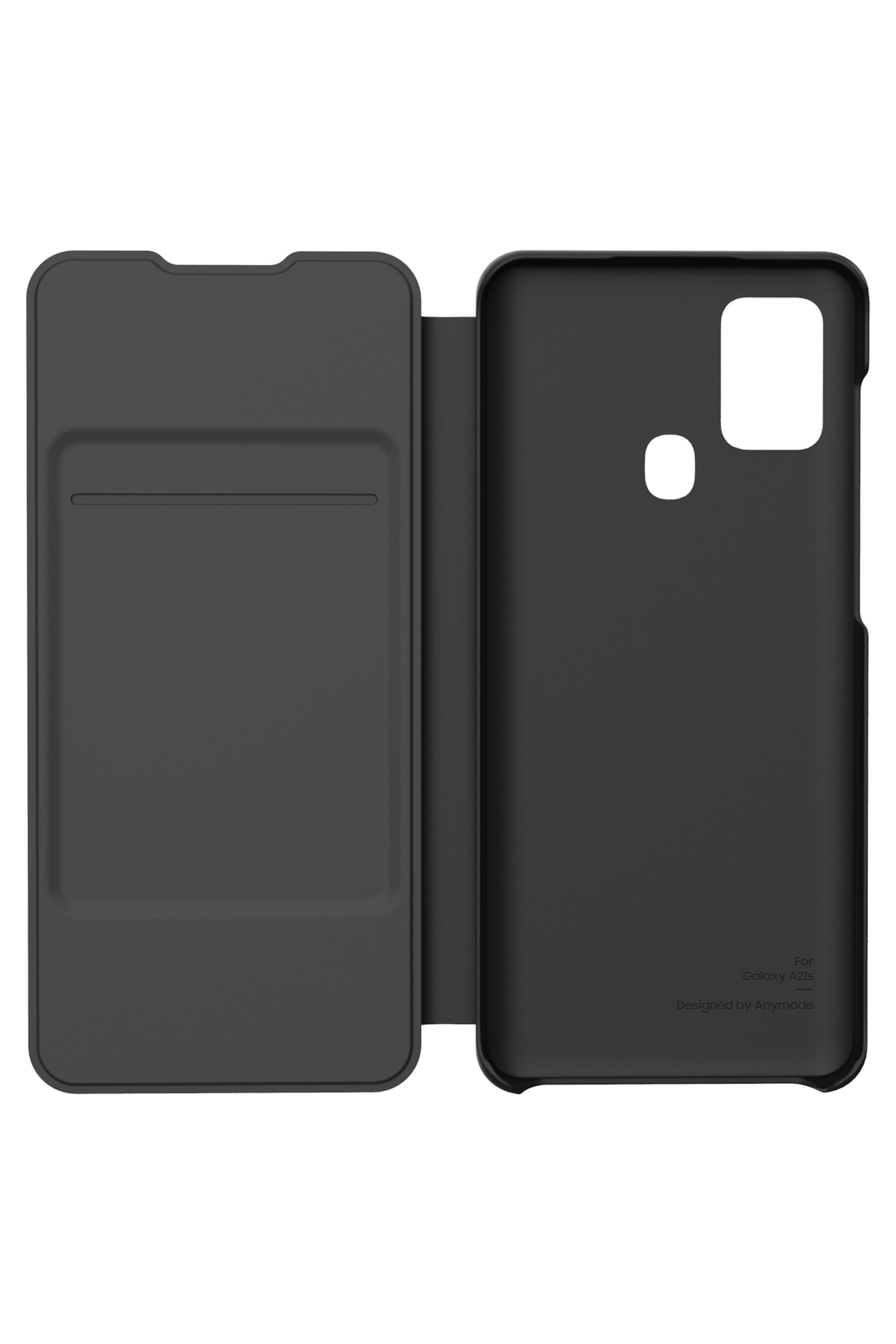 Wallet Flip Cover für Galaxy A21 Schwarz Handyhülle
