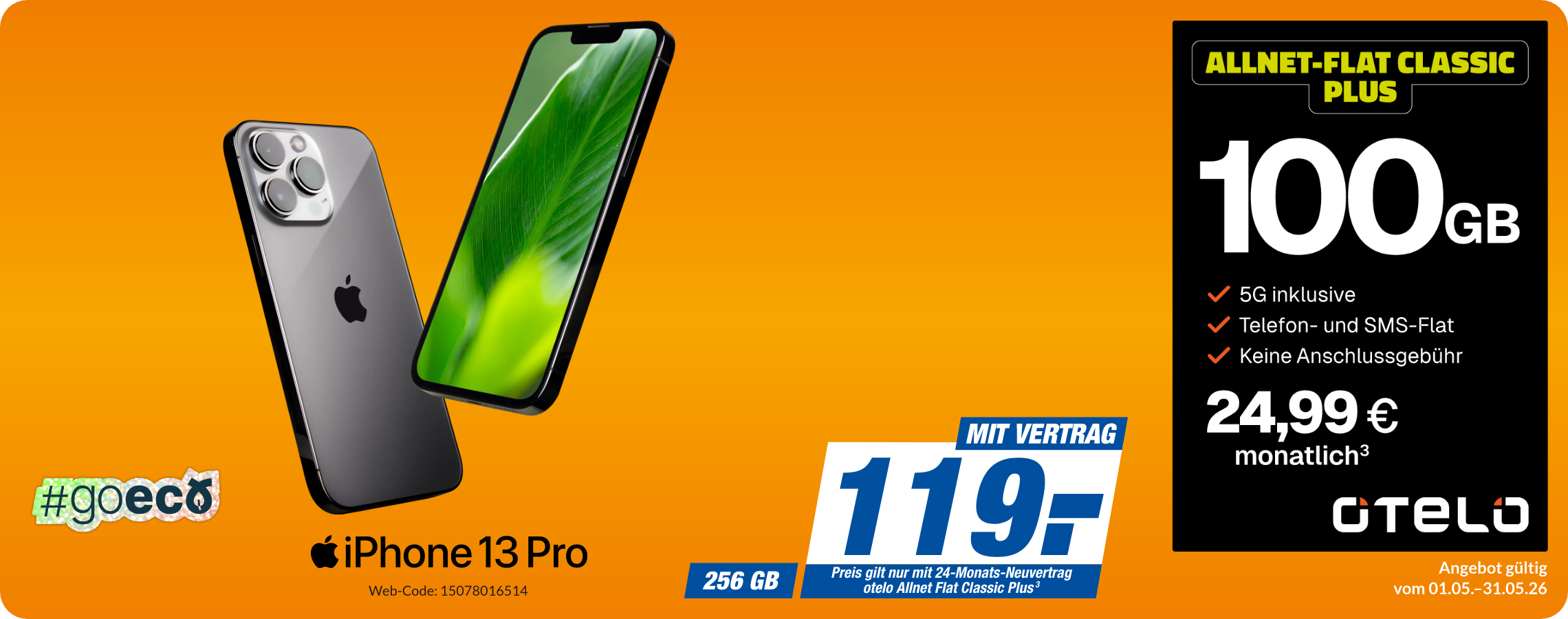 Apple iPhone 13 Pro mit Allnet Flat Classic Plus für 119€!
