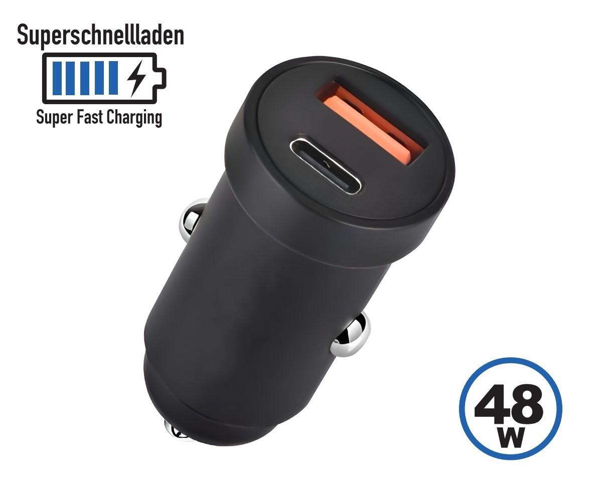 48W KFZ USB C + A Ladegerät, schwarz
