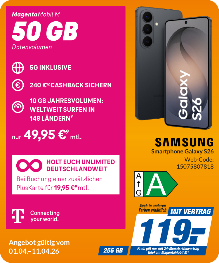 Galaxy S26 mit Magenta Mobil M für 119€!