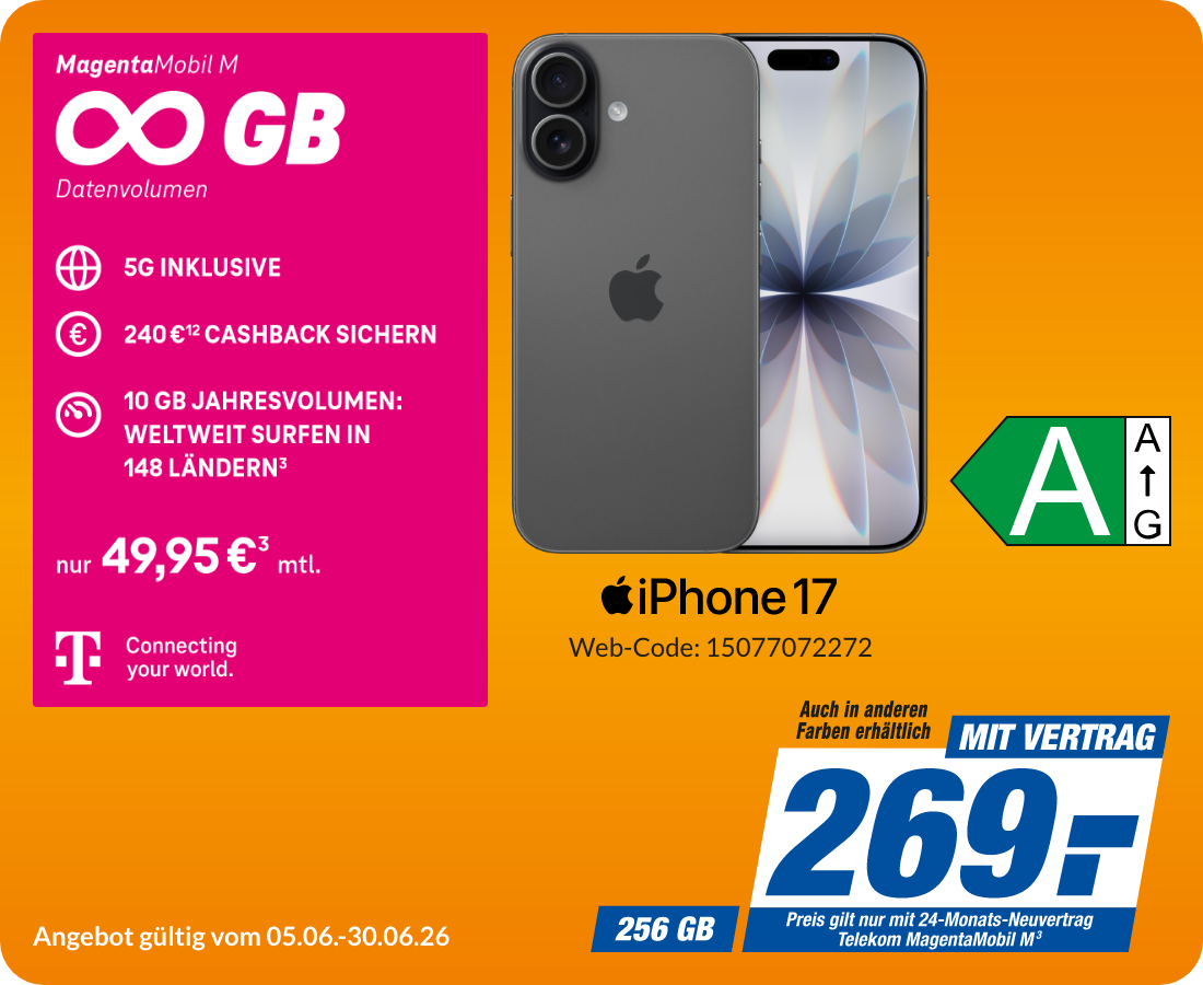 iPhone 17 mit Magenta Mobil M für 269€!