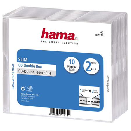 CD-Leerhülle Slim Double, 10er-Pack, Transparent (00051274)