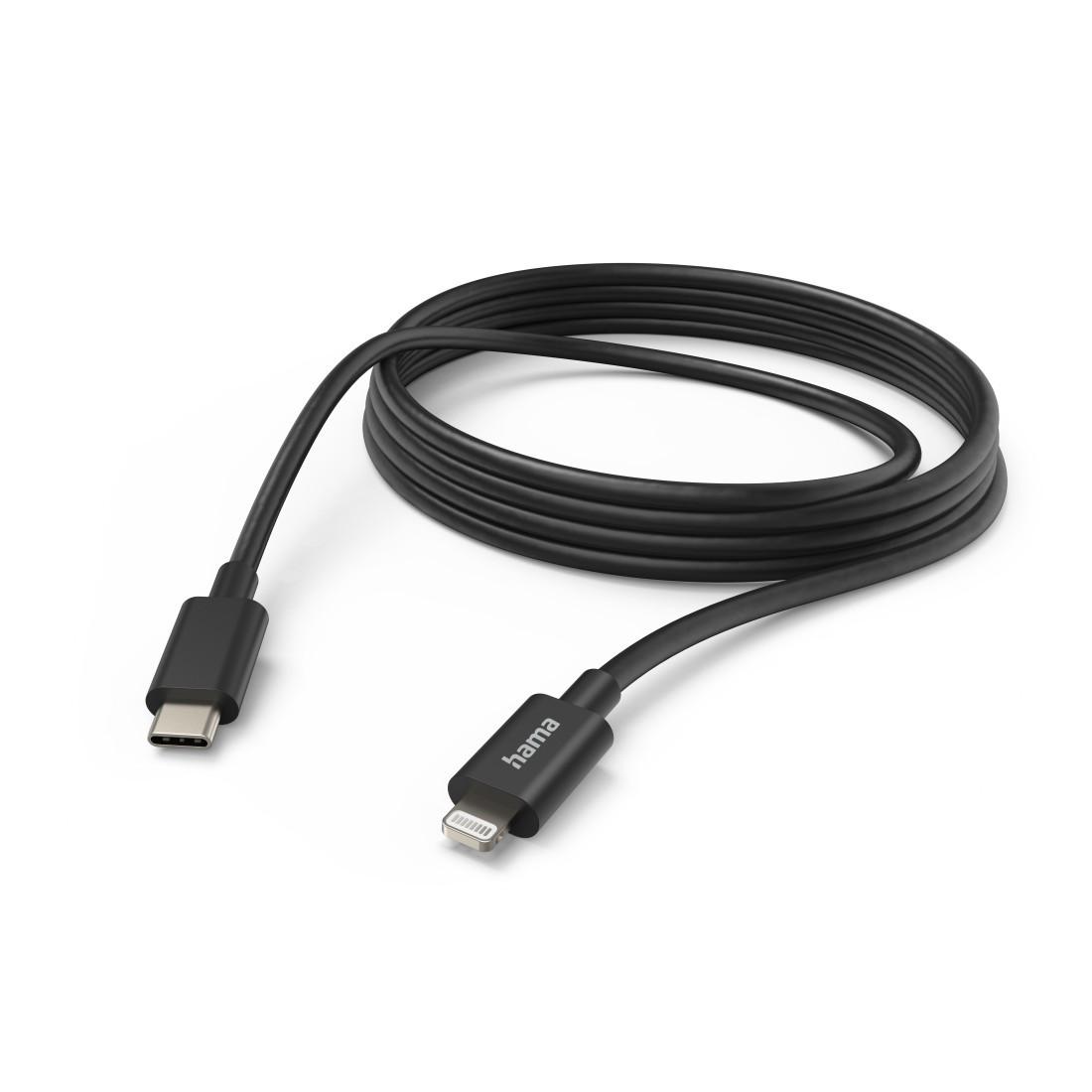 Ladekabel, USB-C - Lightning, 3 m, Schwarz (00201599)