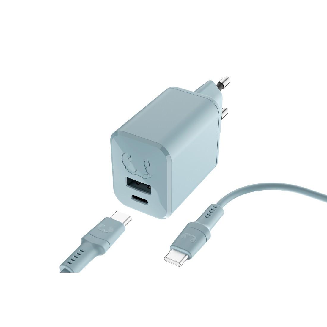 Mini-Charger USB-C und USB-A, PD 45W + USB-C-Kabel 2m, Dusky Blue (00220557)