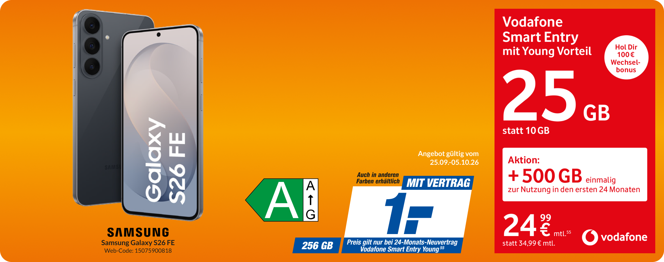 Samsung S26 mit Smart Entry für 1€!