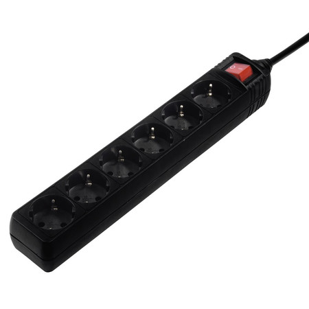 Steckdosenleiste 6-fach, mit Schalter, 3 m, Schwarz (00137265)