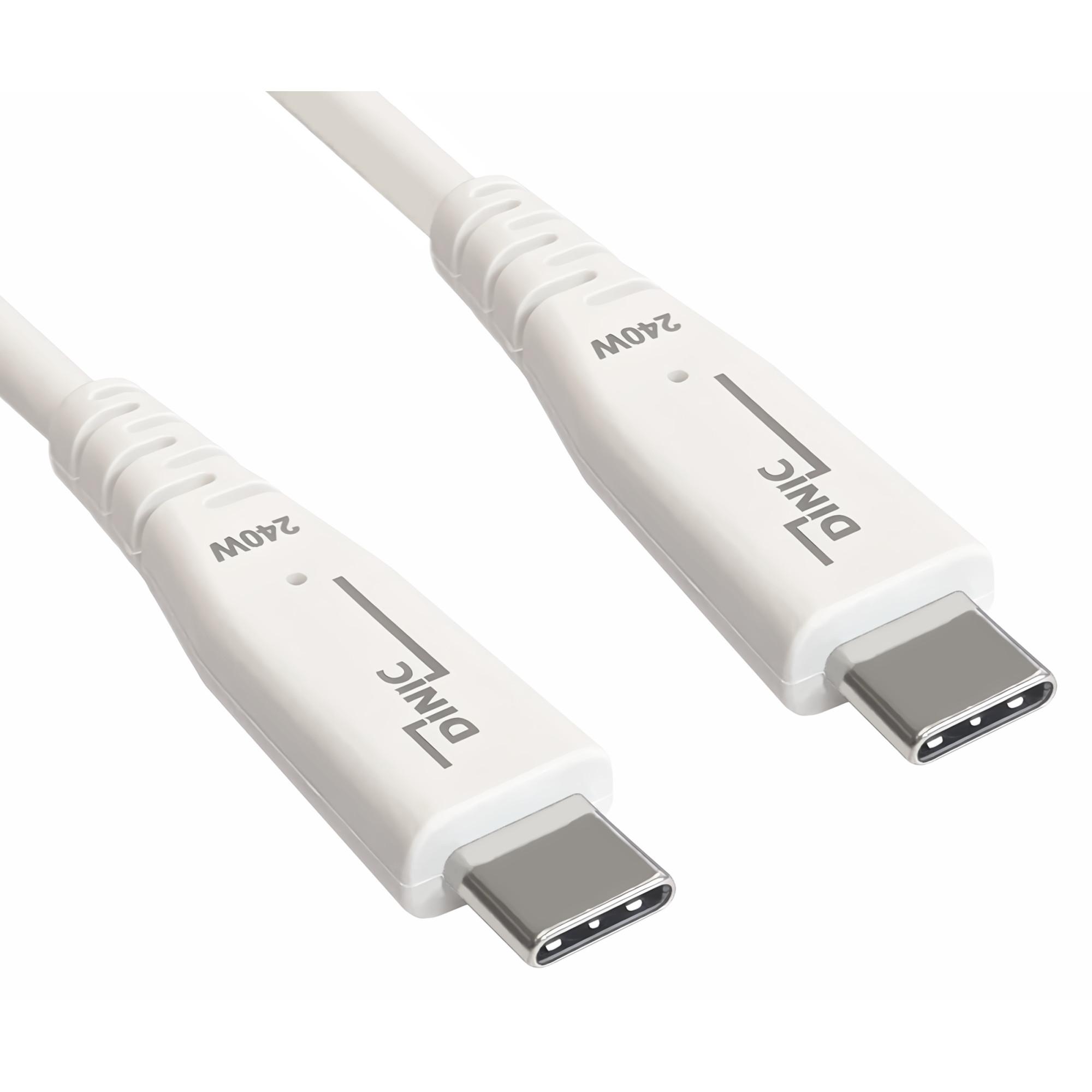 USB C 4.0 Kabel, 240W PD, 40Gbps, weiß, 0,5m Typ C auf C, OD 5,2mm