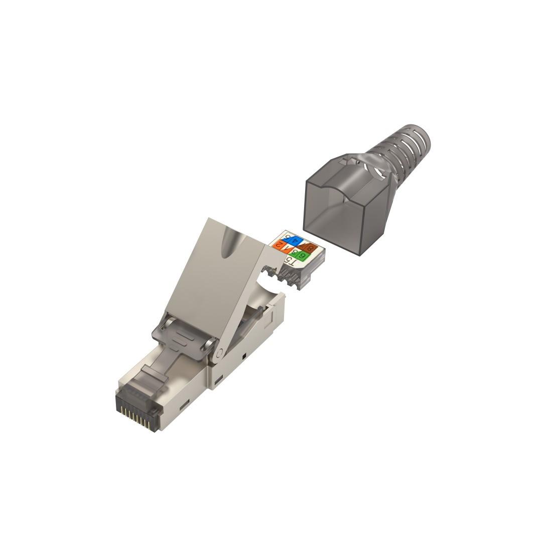Netzwerkstecker, CAT-6a, 10 Gbit/s, geschirmt, werkzeuglose Montage (00200773)