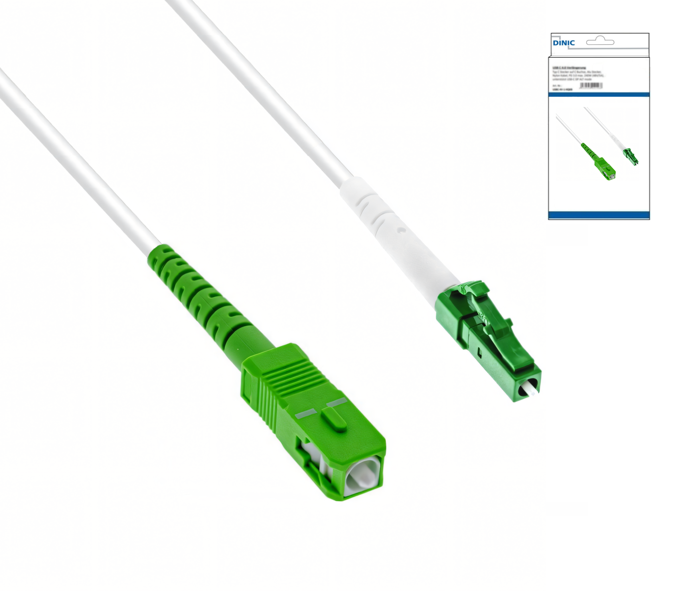 Anschlusskabel für Glasfaser-Router, LCA-SCA, Simplex, OS2, LC/APC 8° auf SC/APC 8° 15m