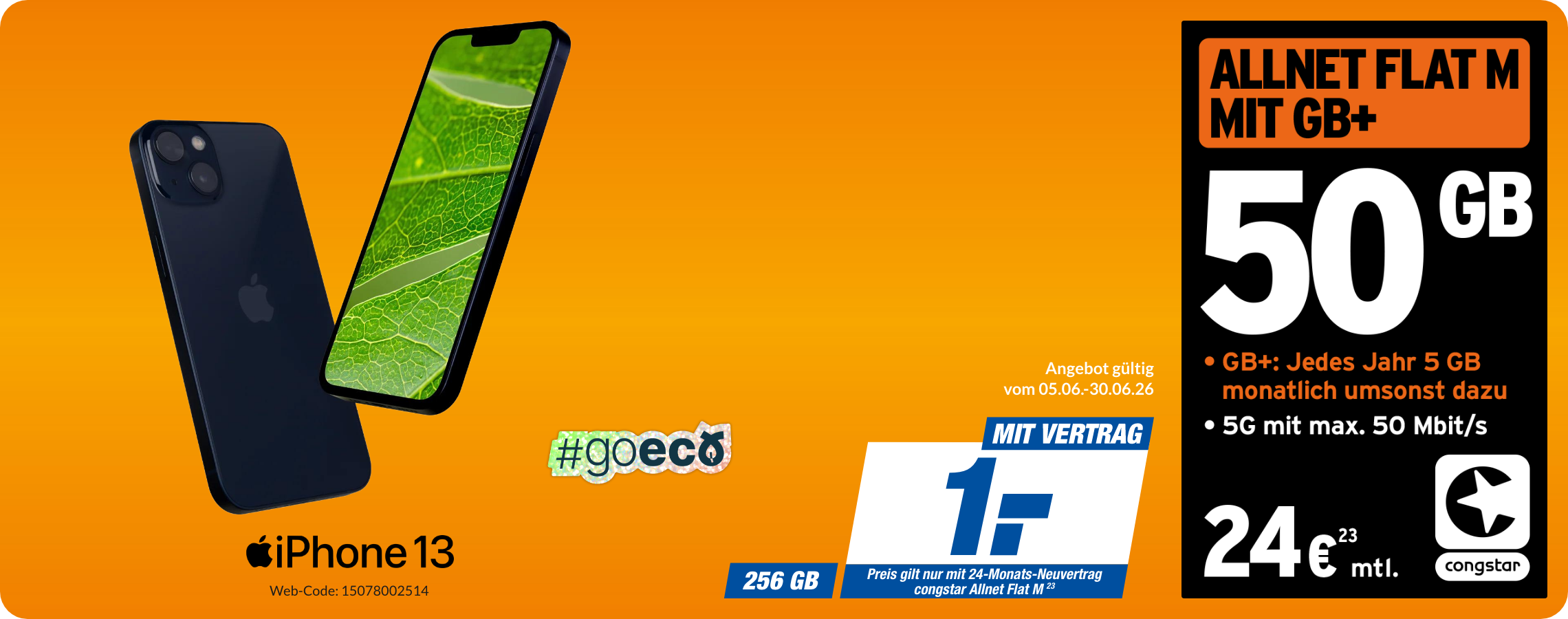 iPhone 13 mit Allnet Flat M für 1€!