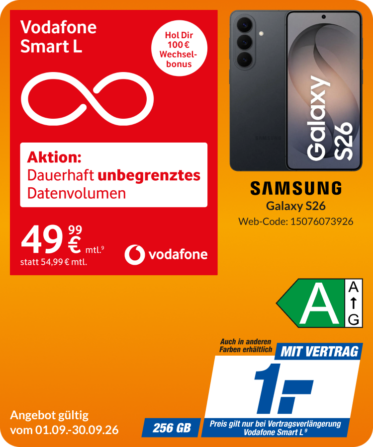 Galaxy S26 mit Smart L für 1€!