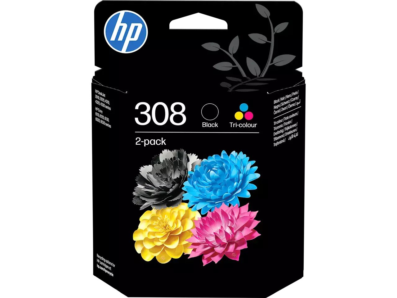 308 2er-Pack Schwarz/Cyan/Magenta/Gelb Original Druckerpatronen-Kombipackung