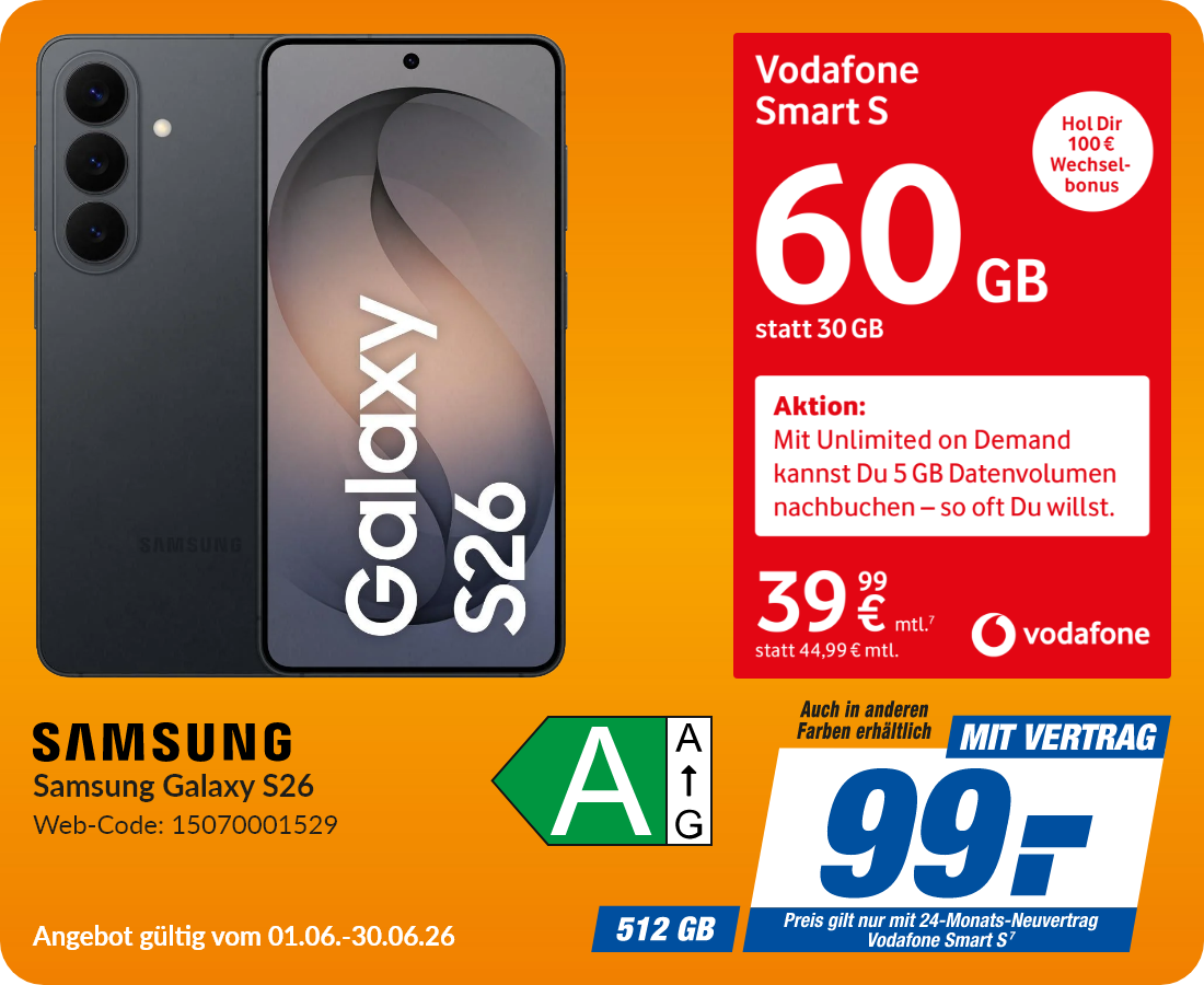 Galaxy S26 mit Smart S für 99€!