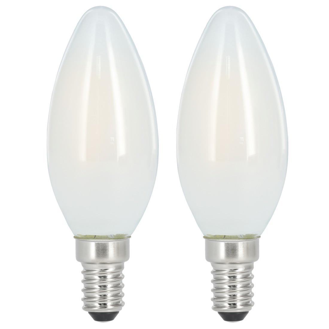 LED-Filament, E14, 470lm ersetzt 40W, Kerzenlampe, Matt, Warmweiß, 2 Stück (00112906)