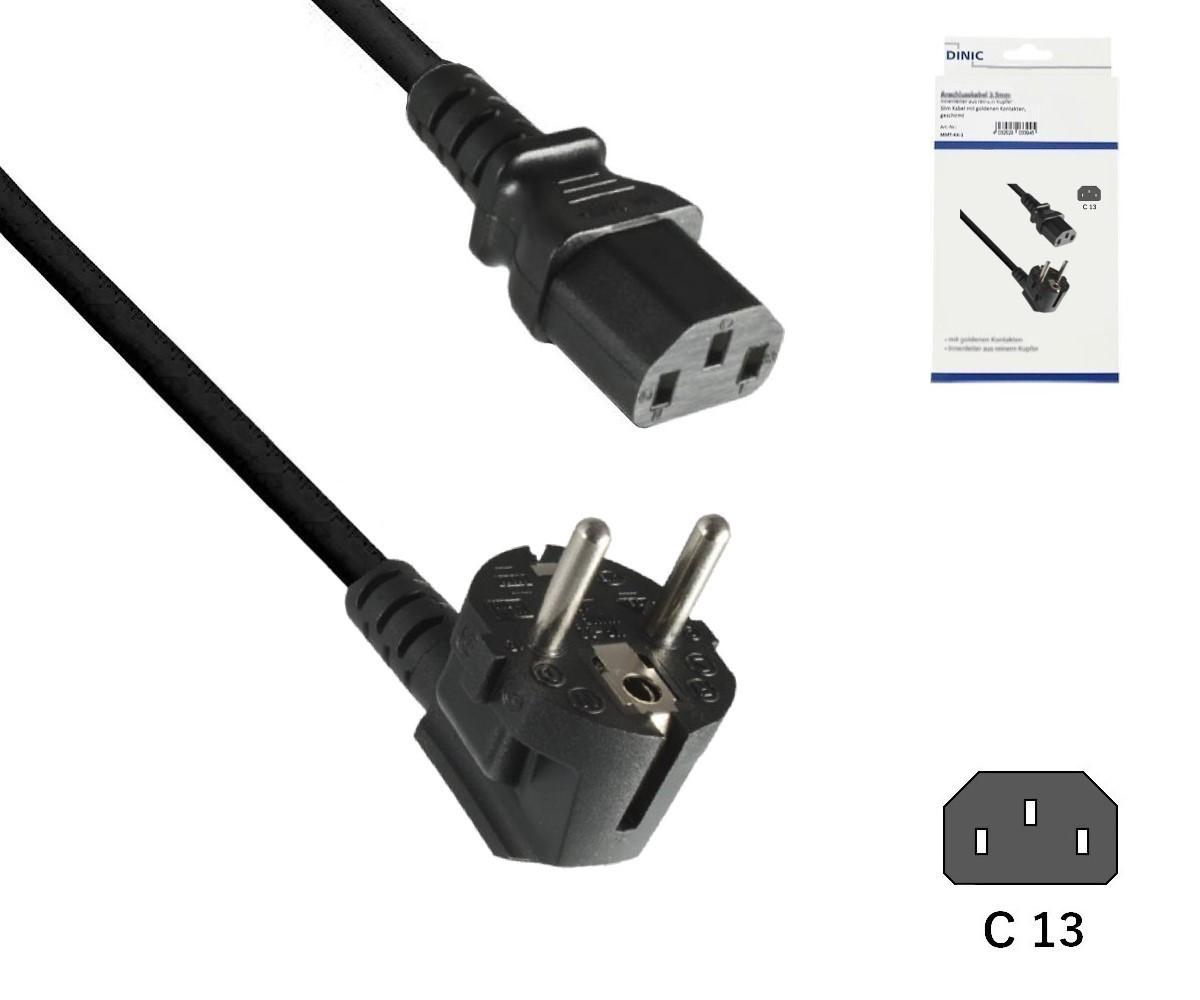 Netzkabel Europa CEE 7/7 90° auf C13, 0,75mm², VDE, schwarz, Länge 1,80m