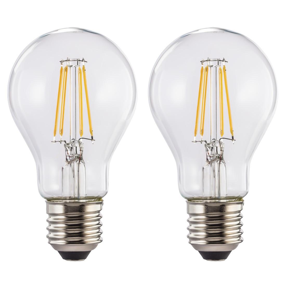 LED-Filament, E27, 806lm ersetzt 60W, Glühlampe, Warmweiß, Klar, 2 Stück (00112903)