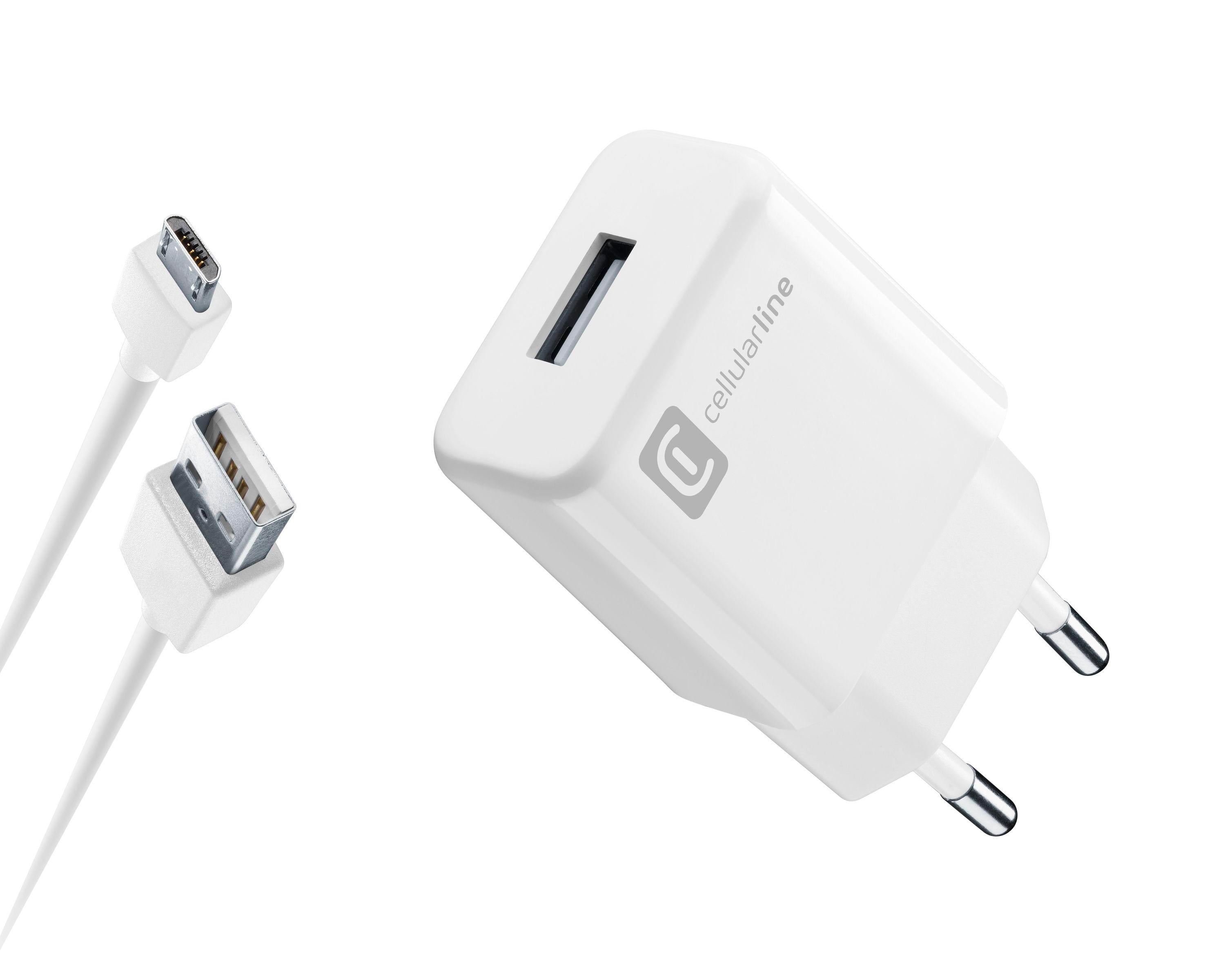 USB Charger Kit 2A mit Micro-USB Kabel 1m White