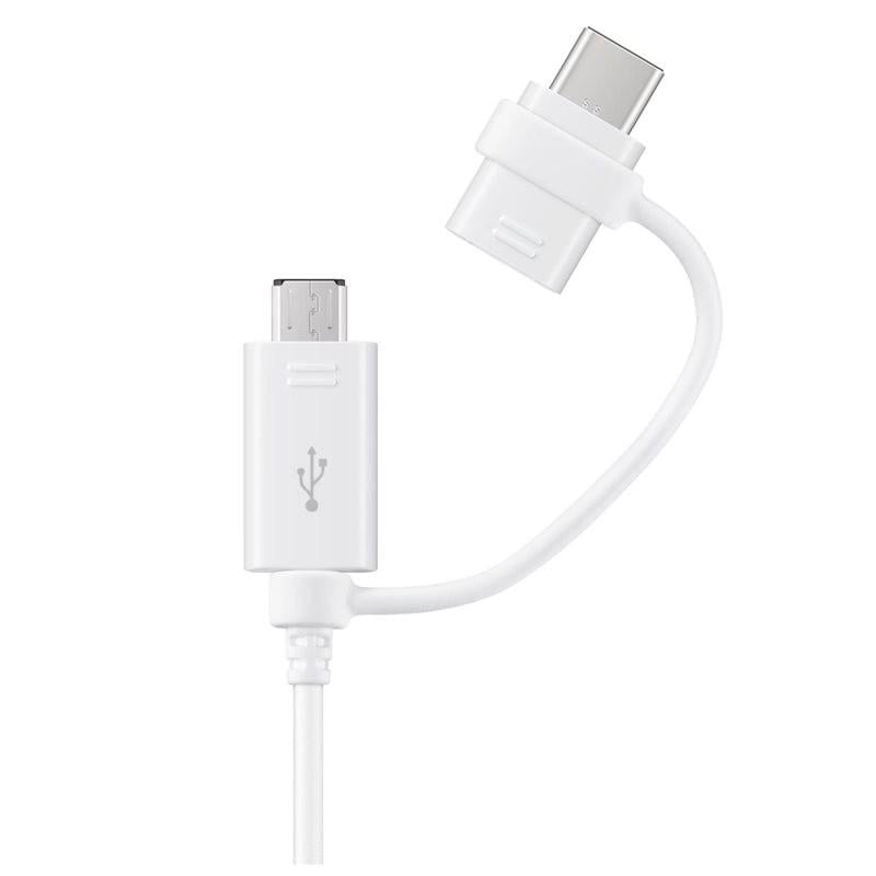 Datenkabel Micro-USB zu USB-A inkl USB-C Adapter, Weiß