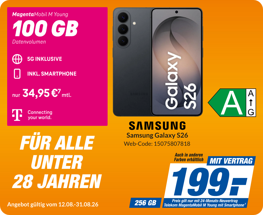 Samsung S26 mit Magenta Mobil M Young für 199€!