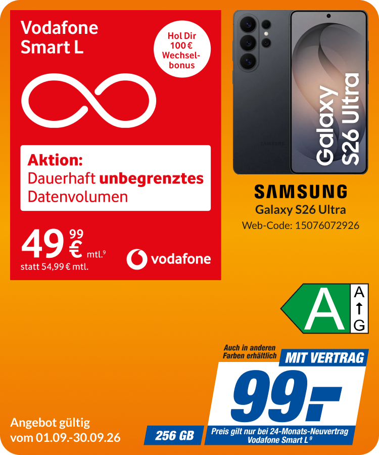 Galaxy S26 Ultra mit Smart L für 99€!