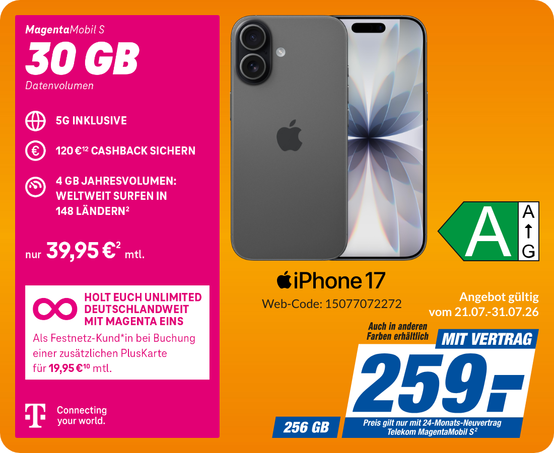 iPhone 17 mit Magenta Mobil S für 259€!