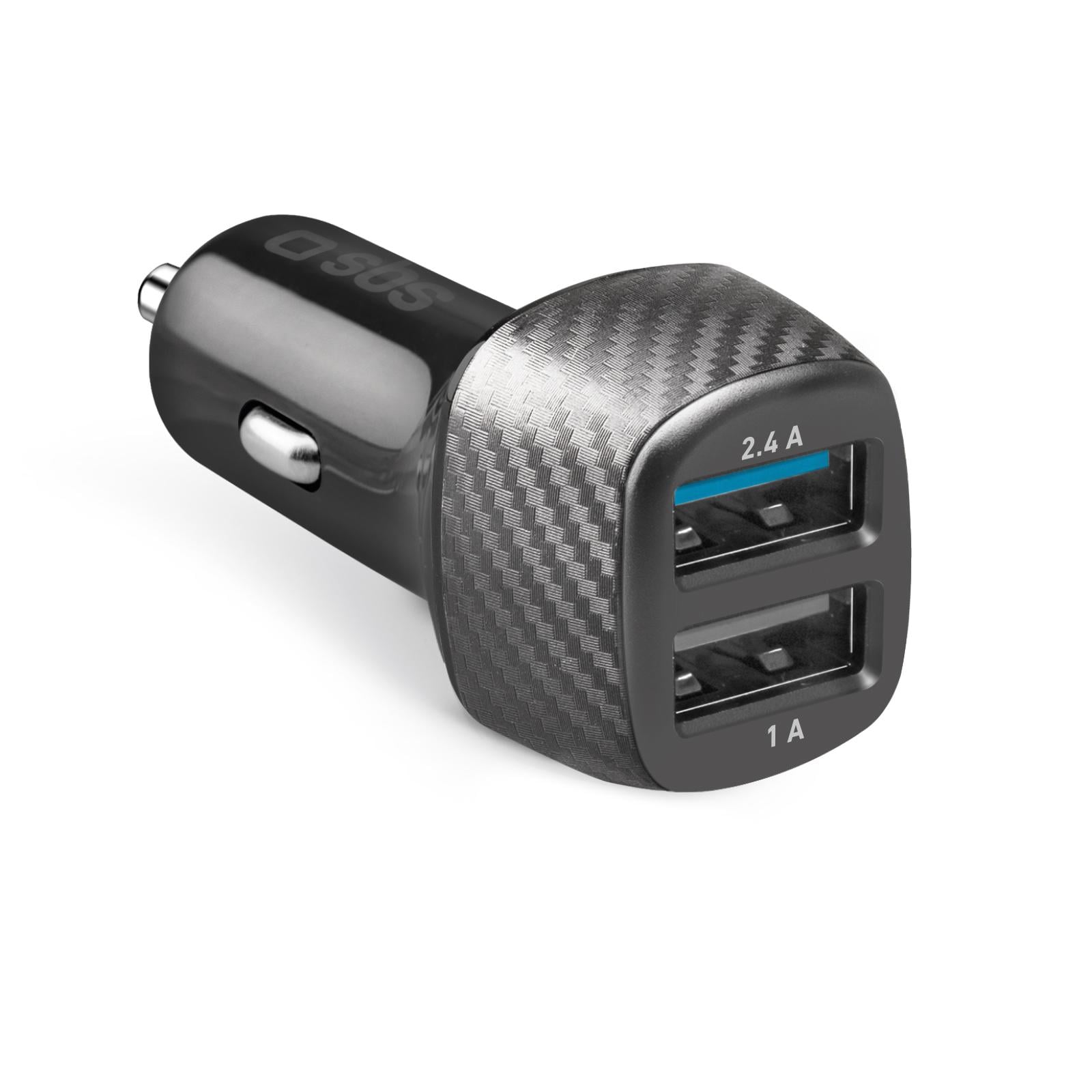Autoladegerät mit Schnellladung, USB-A, 12 W, 2,4 A, Schwarz